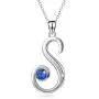 WINNICACA Sterling Silver 26 Letter Necklace Sapphire Pendant Necklace Birthday Jewelry Mothers Day Gifts for Her Women Teens