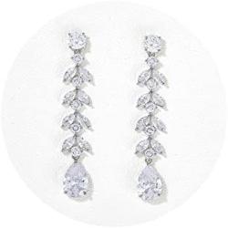 SWEETV Crystal Wedding Bridal Earrings for Brides Bridesmaid, Long Teardrop Chandelier Dangle Earrings for Women Prom