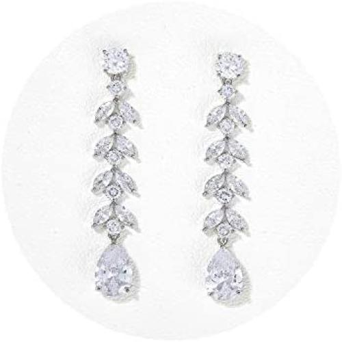 SWEETV Crystal Wedding Bridal Earrings for Brides Bridesmaid, Long Teardrop Chandelier Dangle Earrings for Women Prom