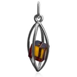 Ian and Valeri Co. Amber Sterling Silver Millennium Collection Cage Pendant Necklace Chain 18''