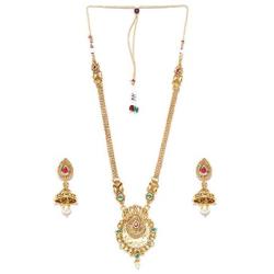 Vishal-Vatika Indian Bollywood Style Gold Plated Polki Necklace Set
