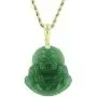 Happy Laughing Buddha Dark Green Jade Pendant Necklace Rope Chain Genuine Certified Grade A Jadeite Jade Hand Crafted, Religious Green Jade Necklace, 14k Gold Finish Laughing Buddha Jade Green Necklace, Green Jade Medallion, Mens Jewelry, Buddha Chain, Ja