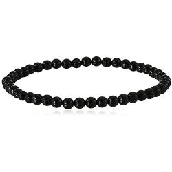 Smooth Round 4mm Black Onyx Stretch Bracelets in Various Sizes (6, 6.5, 7, 7.5, 8 Inches)