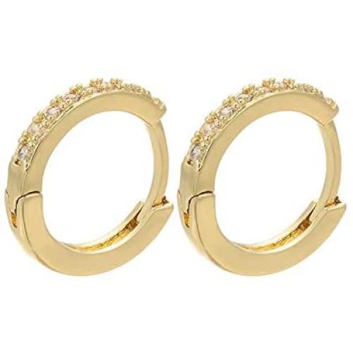 Rainbow Crystal Huggie Earrings Gold Plated Copper Skinny Boho Round Hoop Earrings for Women Girls Small Drop Hoop Earrings Charm Dangling Ring Stud Thin Hoops Jewelry