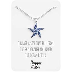 Starfish Necklace – Tribal Nautical Pendant – Cute Silver Charm with Message Card