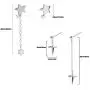 2 Pcs Asymmetric Cross & Star Drop Earring for Women Men White Gold Plated Chain Long Earring Geometry Punk Silver Cross Chain Dropping Earrings Jewelry Set