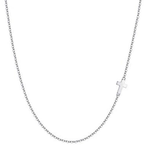 Turandoss Cross Necklace for Women - 14K Gold Filled Small Cross Pendant Simple Sideways Cross Necklace for Women Jewelry Gifts 14 16 Inches Chain Gold/White God/Rose Gold