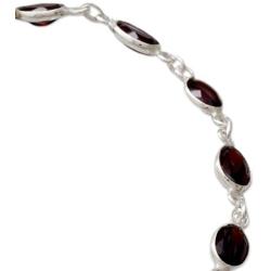NOVICA Garnet Tennis Bracelet .925 Sterling Silver Handmade in India, Romantic Red