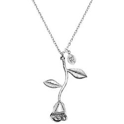 MignonandMignon Silver Plated Rose Pendant Necklace Initial Necklace Bridesmaid Jewelry