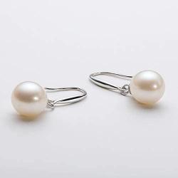 Pearl Dangle Drop Earrings Genuine Freshwater Cultured White Pearl Fishhook Earrings 925 Sterling Silver Jewelry Gift for Women Girls