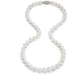 Pearl Strand Necklaces Freshwater Cultured Pearls Beaded Necklace for Women Brides Costume Wedding 6-7mm/7-8mm/8-9mm/9-10mm/10-11mm Pearl Jewelry Gift with Sterling Silver Clasp 18/20/36 Inches