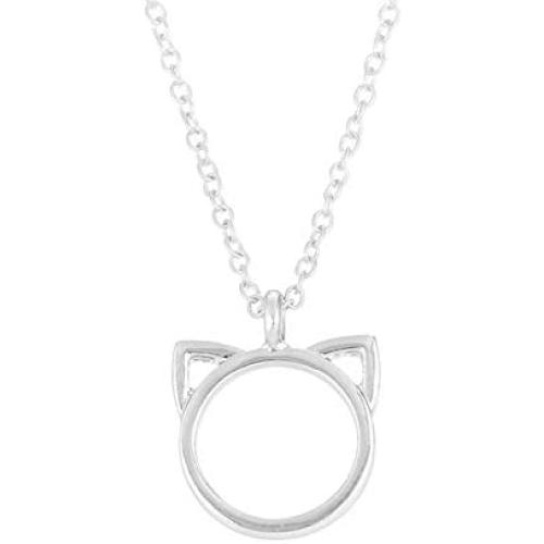 Aineecy Cute Cat Kitty Ear Necklace Geometric Hollow Circle Cat Pendant Necklace Choker Clavlcle Chain Necklace for Women Girls Jewelry