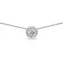 Sterling Silver Round Halo Slide Short Choker Necklace Made w/Swarovski Zirconia for Girls, Teens, Women
