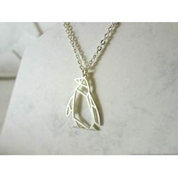 La Menagerie Penguin Silver Origami Jewelry & Silver Geometric Necklace – 925 Sterling Plated Silver Necklace & Penguin Necklaces for Women – Penguin Necklace for Girls & Origami Necklace