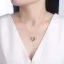Newshe Pendant Necklace for Women Gold Heart Blue Crystal 925 Sterling Silver Cubic Zirconia Chain