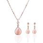 ASHMITA Rose Gold Teardrop Necklace Gemstone Dangle Earrings Wedding Jewelry Set