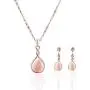 ASHMITA Rose Gold Teardrop Necklace Gemstone Dangle Earrings Wedding Jewelry Set ASHMITA Rose Gold Teardrop Necklace Gemstone Dangle Earrings Wedding Jewelry Set