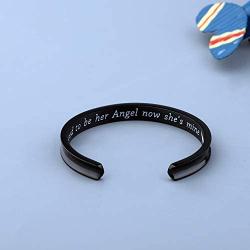 WUSUANED Memorial Mom Gifts I Used to Be Her Angel Now Shes Mine Hair Tie Grooved Cuff Bangle Bracelet in Memory of Loved One Mom