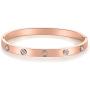 Love Friendship Bracelet Bangle Gold Rose Gold Silver with Cubic Zirconia Stones Stainless Steel Hinged Jewelry with Crystal Oval Bracelet Birthday Present for Her Women Teen Girls
