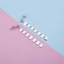 VENSERI 925 Sterling Silver Circle Disc Dangle Earrings Long Dangle Earrings Minimalist Earrings Disc Earrings Birthday