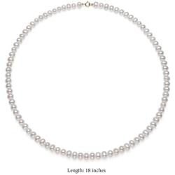 14K Gold Freshwater Pearl Necklace Bracelet Stud Earring Set,18''