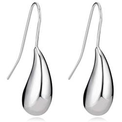FAMARINE Teardrop Earrings for Women, Simple Elongated Drop Dangle Earrings Fashion Gift for Girls, Gold Silver