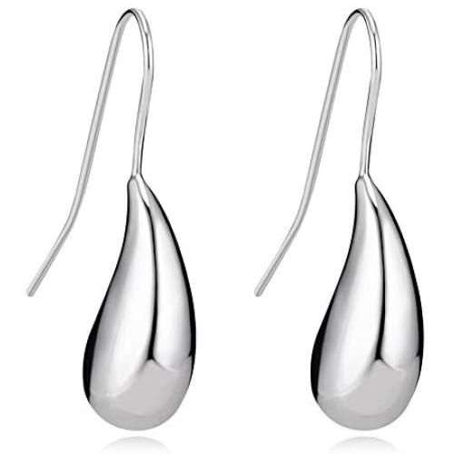 FAMARINE Teardrop Earrings for Women, Simple Elongated Drop Dangle Earrings Fashion Gift for Girls, Gold Silver