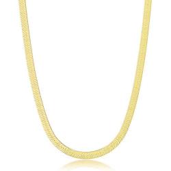 925 Sterling Silver Italian 14kGold Plated 40/50/60 Gauge 3mm/4.2mm/5mm Herringbone 7’’, 16’’, 18’’, 20’’ Chain Necklace Jewelry for Women or Teens (60 Guage-16)