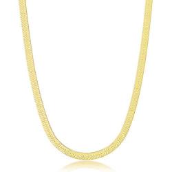 925 Sterling Silver Italian 14kGold Plated 40/50/60 Gauge 3mm/4.2mm/5mm Herringbone 7’’, 16’’, 18’’, 20’’ Chain Necklace Jewelry for Women or Teens (60 Guage-16)