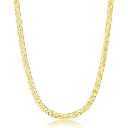 925 Sterling Silver Italian 14kGold Plated 40/50/60 Gauge 3mm/4.2mm/5mm Herringbone 7’’, 16’’, 18’’, 20’’ Chain Necklace Jewelry for Women or Teens (60 Guage-16)