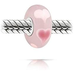 Pink Infinity Love Hearts Murano Glass 925 Sterling Silver Bead Fits European Brand Charms Wonderful Christmas Gift