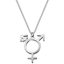 WUSUANED Transgender Symbol Necklace Transgender Pride Jewelry Male And Female Symbol Necklace Transgender gift