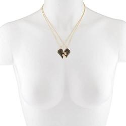 Lux Accessories Player 1 2 Gamer BFF Broken Heart Necklace Set 2