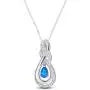 Jewel Zone US Jewelry Gifts Swiss Simulated Blue Topaz CZ & White Natural Diamond Accent Teardrop Pendant in Sterling Silver