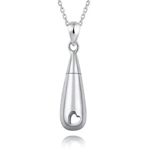 925 Sterling Silver Urn Pendant Necklace Teardrop Cremation Jewelry for Ashes Memorial Keepsake for Women