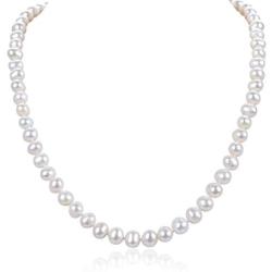 Natural A+ Quality Round White Cultured Freshwater Pearl Necklace Jewelry for Women Girls Anniversary Birthday Mother Christmas Gifts