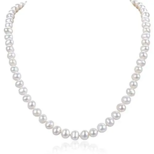 Natural A+ Quality Round White Cultured Freshwater Pearl Necklace Jewelry for Women Girls Anniversary Birthday Mother Christmas Gifts Natural A+ Quality Round White Cultured Freshwater Pearl Necklace Jewelry for Women Girls Anniversary Birthday Mother Christmas Gifts