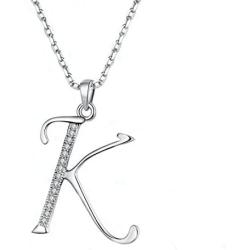 GDDX 925 Sterling Silver 26 Alphabet Letter Pendant Necklace 18''