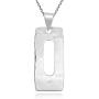 AeraVida Trendy Rectangle Hammered Tribal .925 Sterling Silver Pendant Necklace