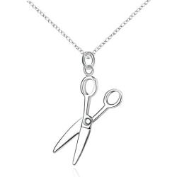 CHUYUN Trendy Silver Hair Scissor Dangle Pendant Necklace Scissors Jewelry Hairdresser Gift