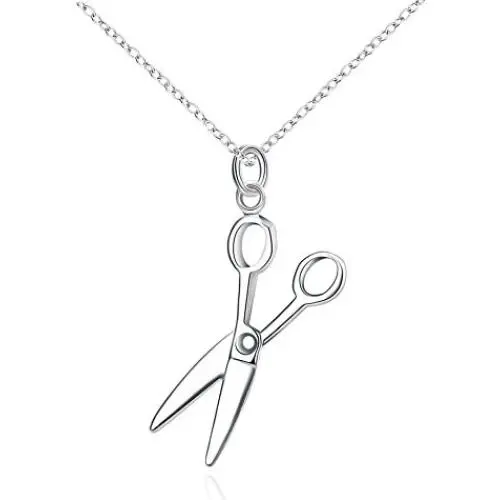 CHUYUN Trendy Silver Hair Scissor Dangle Pendant Necklace Scissors Jewelry Hairdresser Gift CHUYUN Trendy Silver Hair Scissor Dangle Pendant Necklace Scissors Jewelry Hairdresser Gift