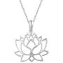 Open Lotus Flower Charm Necklace Pendant in 925 Sterling Silver Jewelry