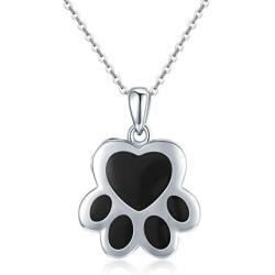 JUSTKIDSTOY Paw Print Locket Necklace 925 Sterling Silver Heart Locket Necklace That Holds Pictures Memorial Pendant Necklace Jewelry Gifts for Women