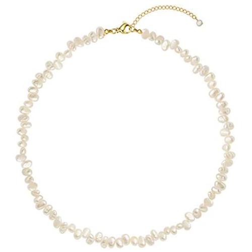 Lem Trend Pearl Choker Necklace 6mm Handpicked Pearl Tiny Dainty Necklace Fashion Jewelry Gifts for Women Girls