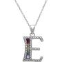 Pori Jewelers Sterling Silver Baguette and Round-Cut Crystal Initial Pendant Necklace