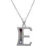 Pori Jewelers Sterling Silver Baguette and Round-Cut Crystal Initial Pendant Necklace