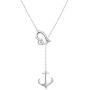 S925 Sterling Silver Anchor and Rope Nautical Necklace Adjustable Lariat Anchor Y Necklace for Women Jewelry Gifts