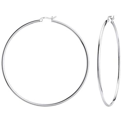Savlano 925 Sterling silver Round Hoop Earrings for Women & Girls Comes in 30MM-65MM