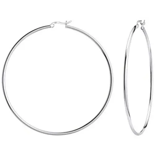 Savlano 925 Sterling silver Round Hoop Earrings for Women & Girls Comes in 30MM-65MM Savlano 925 Sterling silver Round Hoop Earrings for Women & Girls Comes in 30MM-65MM