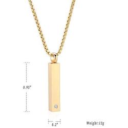 mingkejw Cremation Jewelry Bar Urn Necklaces for Ashes Stainless Steel Crystal Memorial Keepsake Jewelry Ash Pendants for Women Men